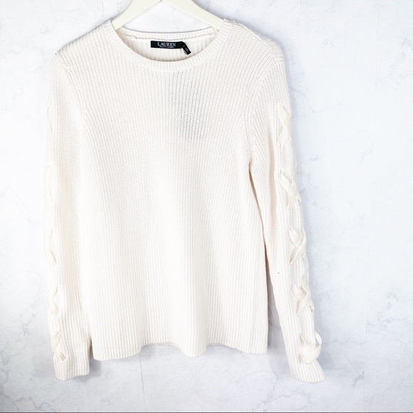 [Ralph Lauren] Winter Cream Lace Up Sweater - Picture 7 of 9
